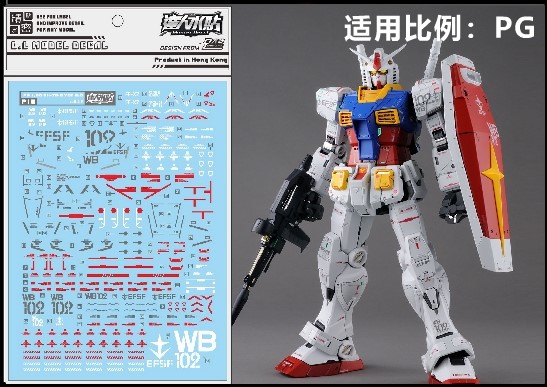 PG UNLEASHED 1/60 RX-78-2 ガンダム 水転写式デカール_DL DECAL_WATER 